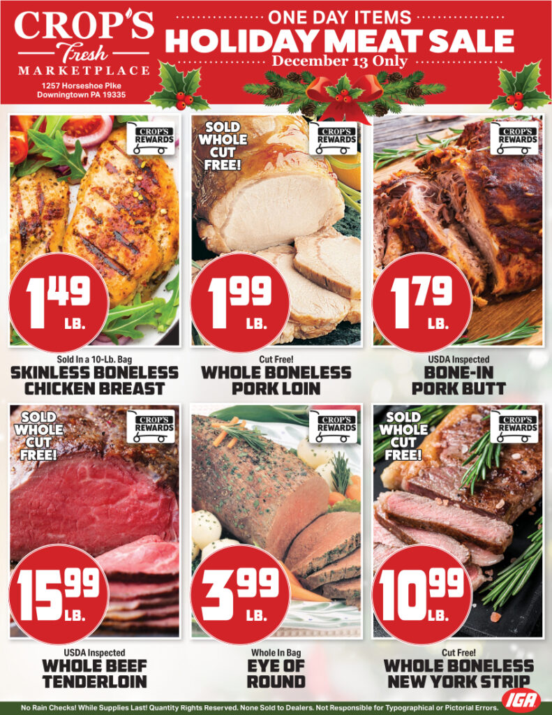 Crops Holiday Meat sale December 13th & 14th